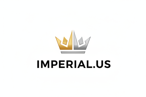 Imperial.us Logo Concept: A sleek, modern emblem that embodies strength and sophistication. At the center, a stylized crown or crest symbolizes authority and premium quality, with clean, sharp lines to give it a contemporary edge. Incorporate subtle metallic accents—gold or brushed steel tones—to hint at luxury and the jewelry focus. The typography should be bold and minimalist, possibly all-caps, with “IMPERIAL.US” balanced neatly under or beside the emblem. Overall, the logo should feel powerful, refined,